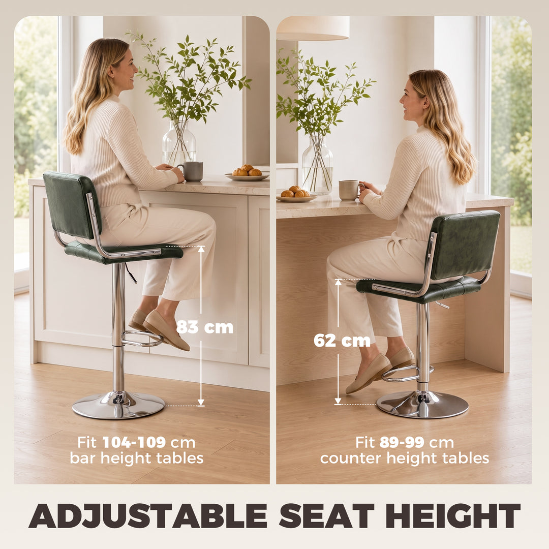 Bar Stools Modern PU Leather Adjustable Breakfast Bar Stools Backrest 