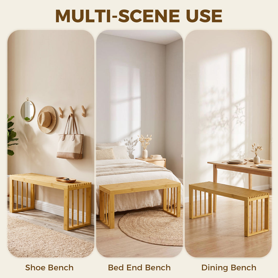 90 cm Bamboo Shoe Bench Backless Hallway Bench Seat, Wood Indoor - view 5