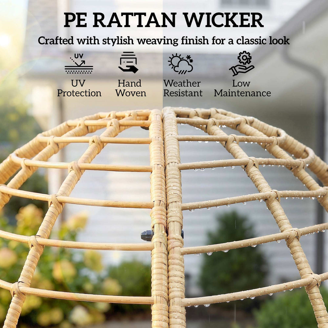 Garden Egg Chair with Footstool, Rattan Indoor Outdoor Lounge Chair an