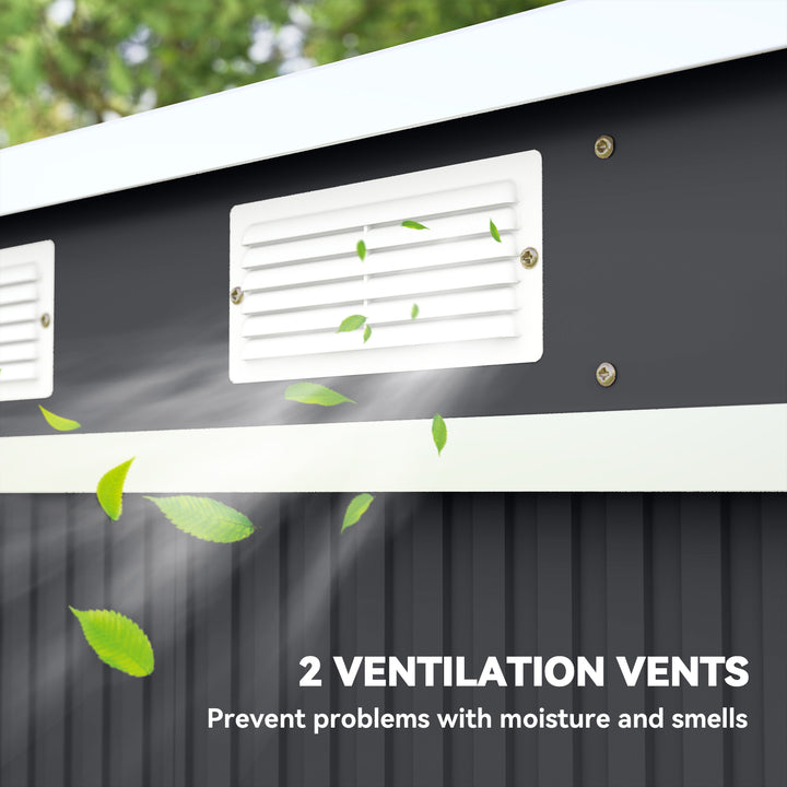 7 x 4ft Galvanised Steel Garden Shed, with Foundation Kit - Dark Grey