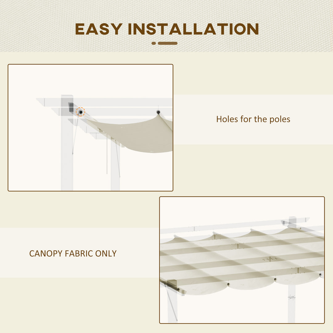 Retractable Pergola Shade Cover, Replacement Canopy for 4 x 3 (m) Pergola, Retractable Roof, Cream White