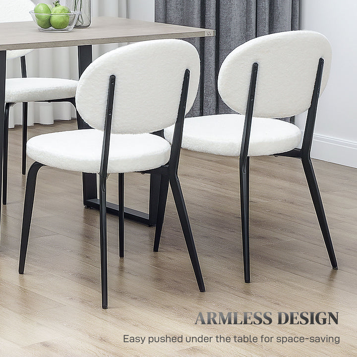 Set of Four Boucle Dining Chairs - White