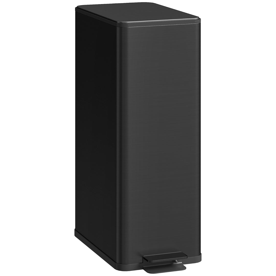 20L Kitchen Pedal Bin, Slim Stainless Steel Rubbish Bin with - Black