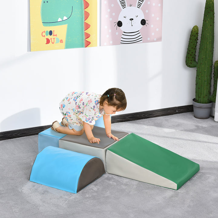 HOMCOM 5-Piece Soft Play Equipment Baby Foam Climber Block for 1-3 Years, Easy to Clean, Certified & Safe Material | Aosom UK