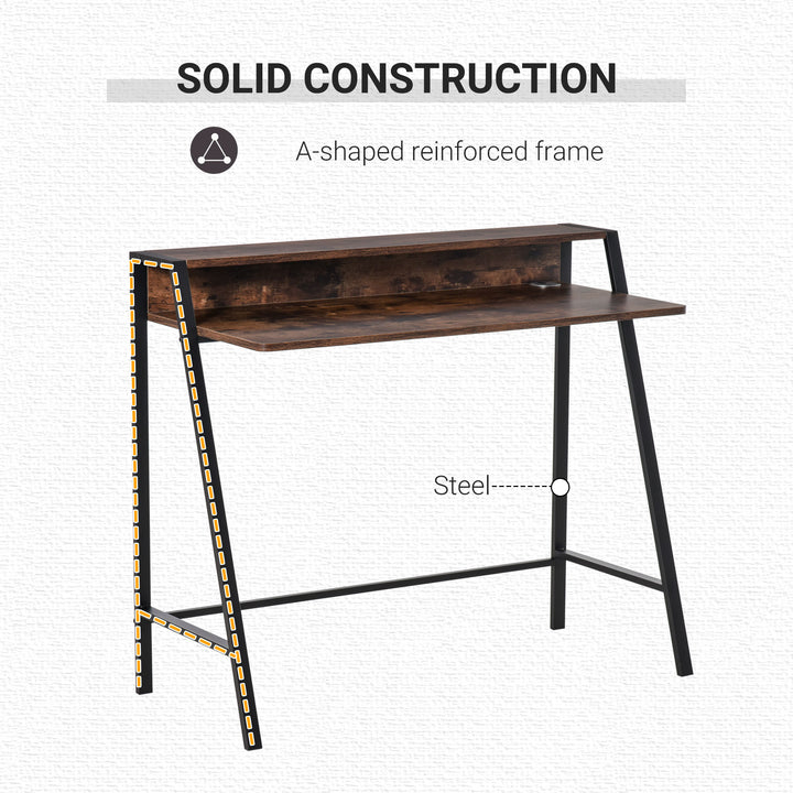 Writing Desk Computer Table Home Office PC Laptop Workstation Storage Shelf 100L x 45W cm Rustic Brown
