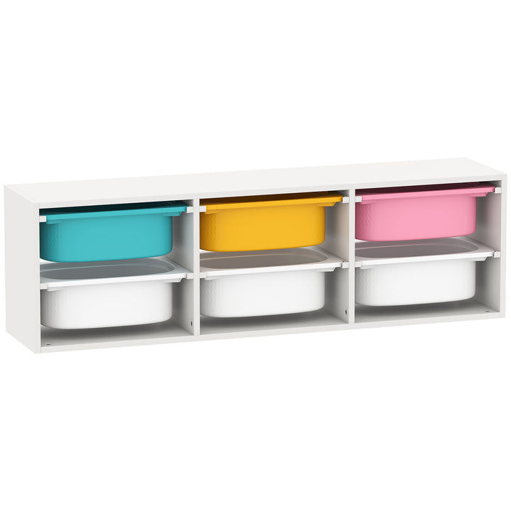 MCL Low Height 2 Tiers Storage Organiser, Kids Toy Storage Unit with 6 Removable Bins for Bedroom, Nursery, Playroom