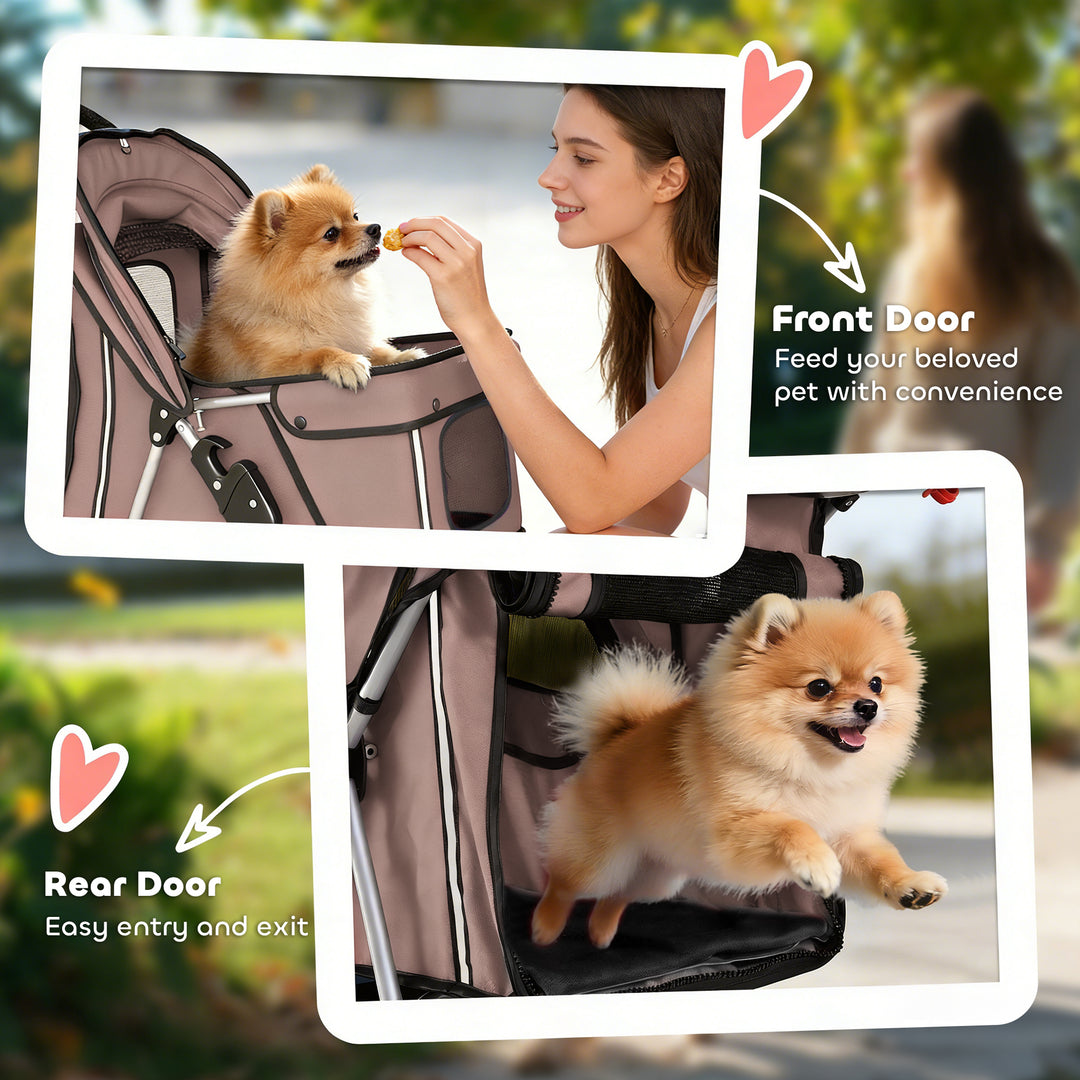 Dog Stroller, 3 Wheels Foldable Pet Stroller with Adjustable Canopy, S