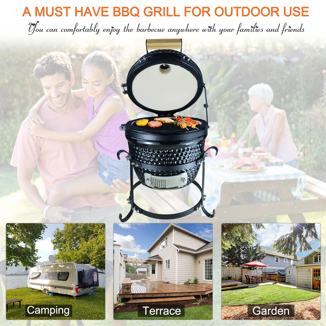 Outsunny Charcoal Grill Ceramic BBQ Grill Smoker Oven Japanese Egg Barbecue