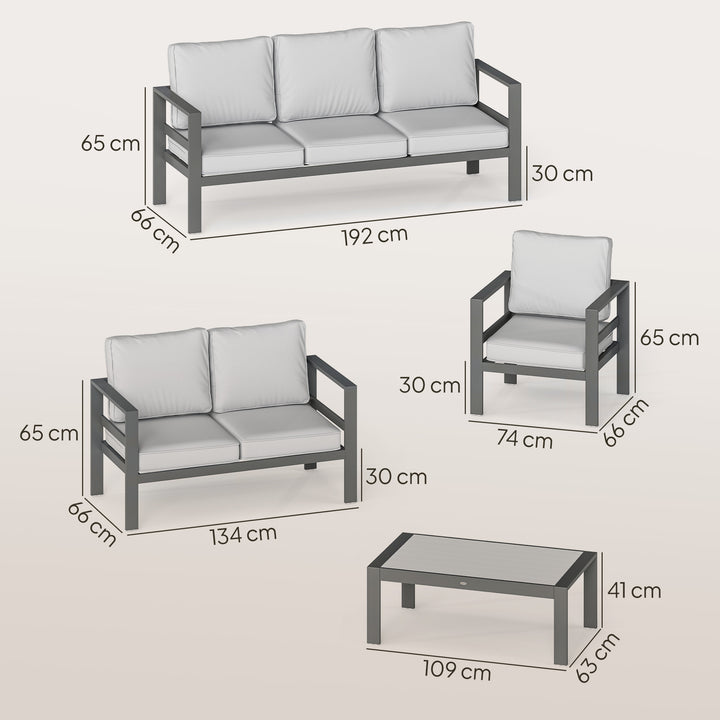 5 Pieces Aluminium Garden Furniture Set with Olefin Cushions, Extra De