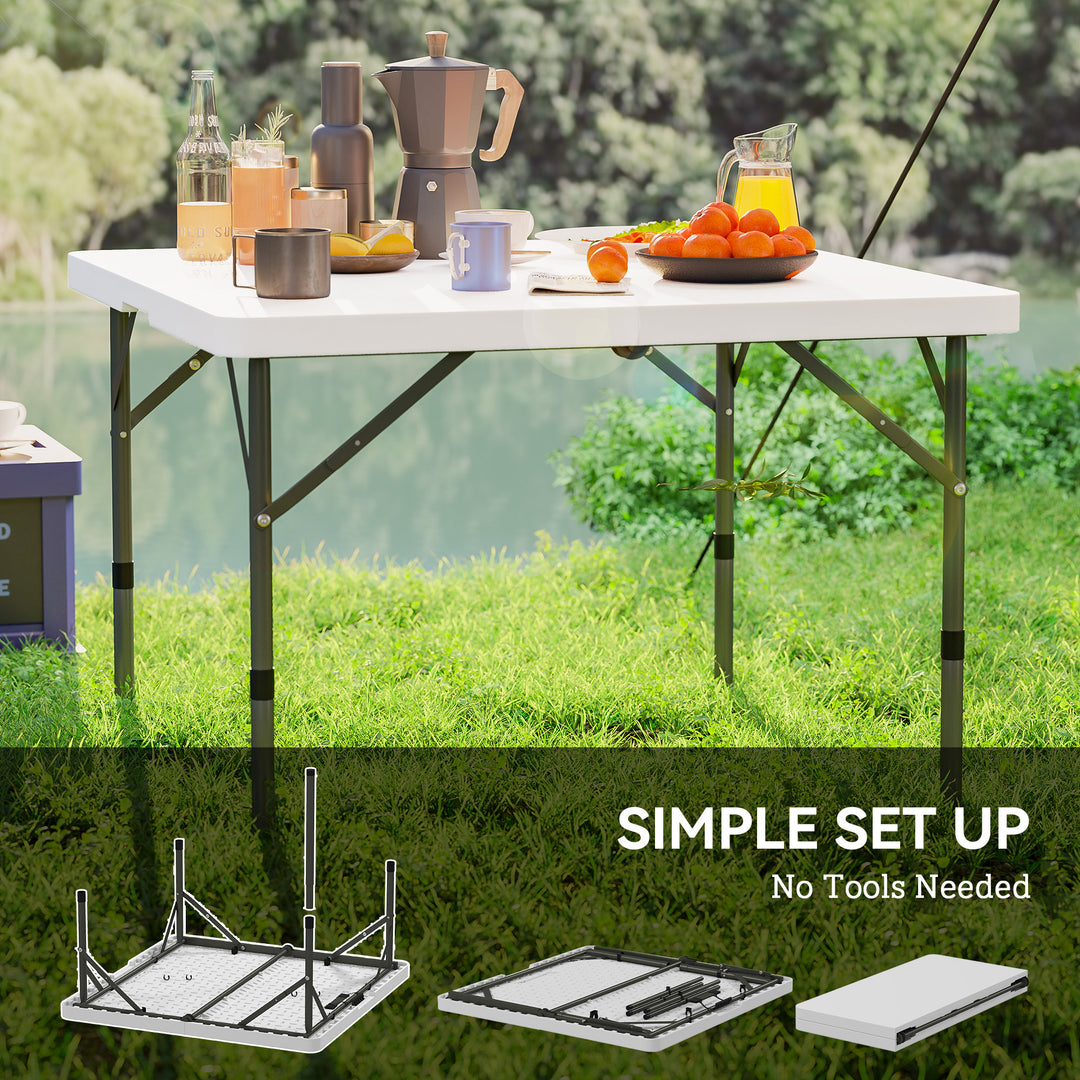 34/74cm Folding Camping Table, with Handle - White