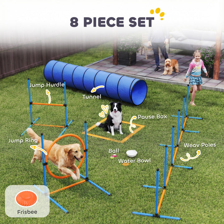 Dog Agility Equipment, 8PCS Agility Training Set with Tunnel, Weave Po