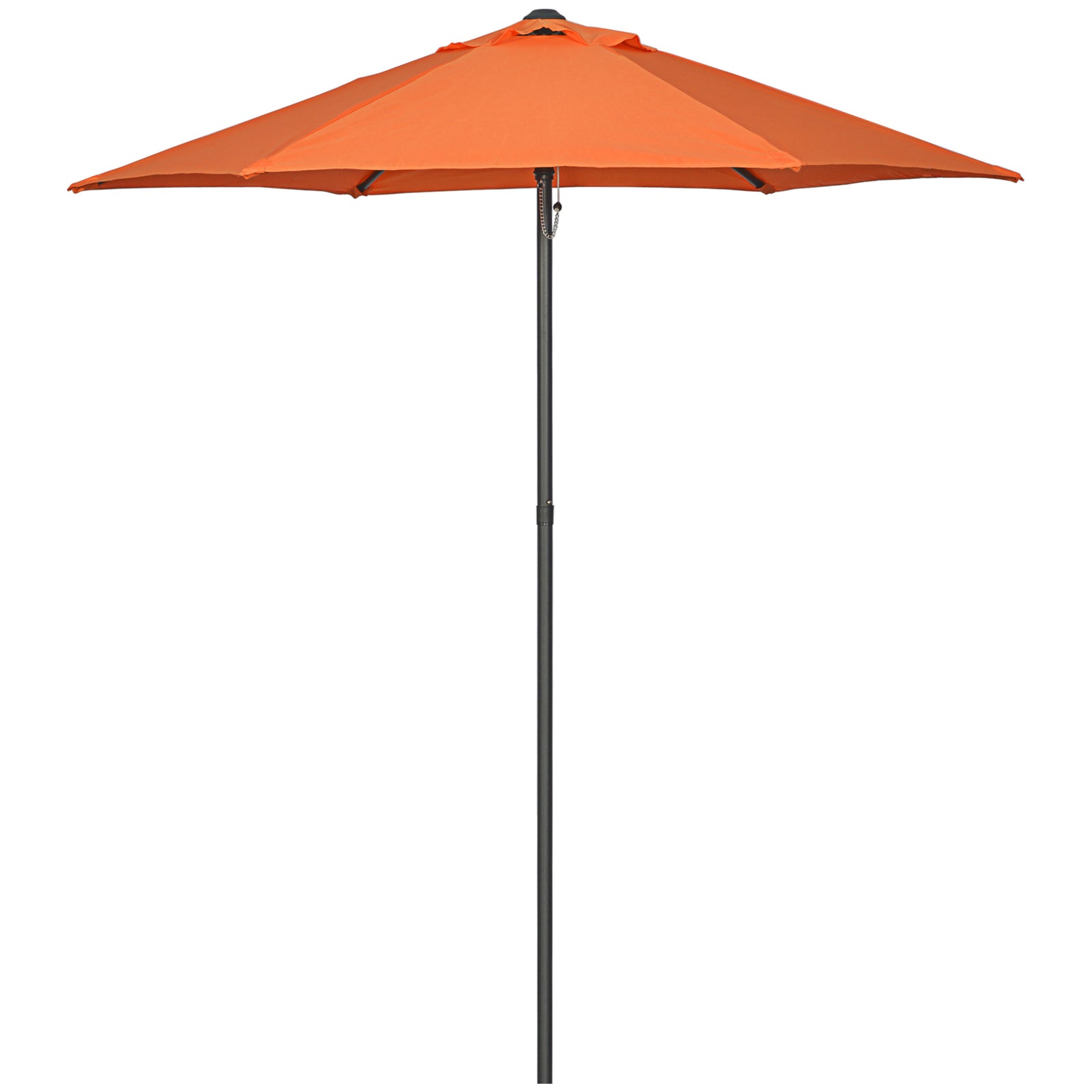 2m Garden Parasol Umbrella, Outdoor Sun Shade with 6 Sturdy Ribs for Balcony, Bench, Garden, Orange