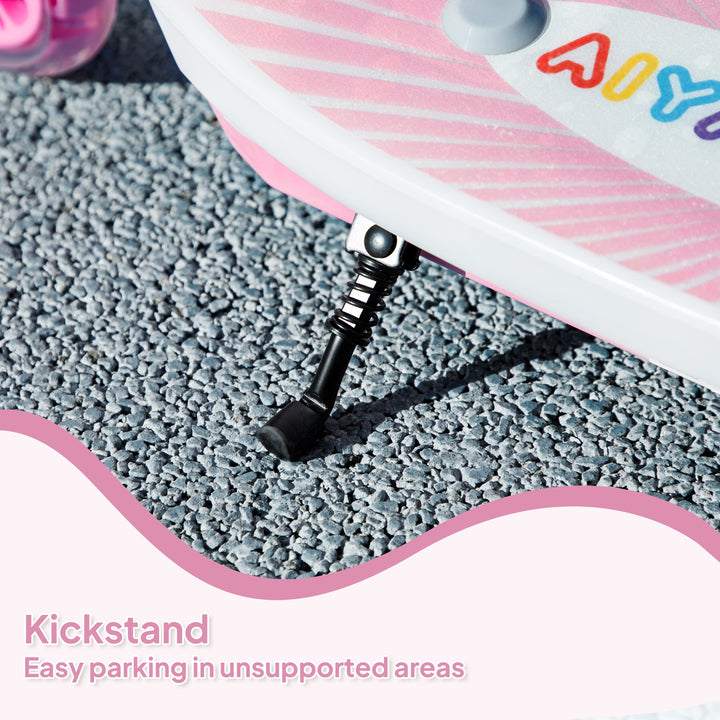 AIYAPLAY Electric Scooter for Kids Aged 4-7 Years, with Flashing LED Lights, Rear Auxiliary Wheels, Pink