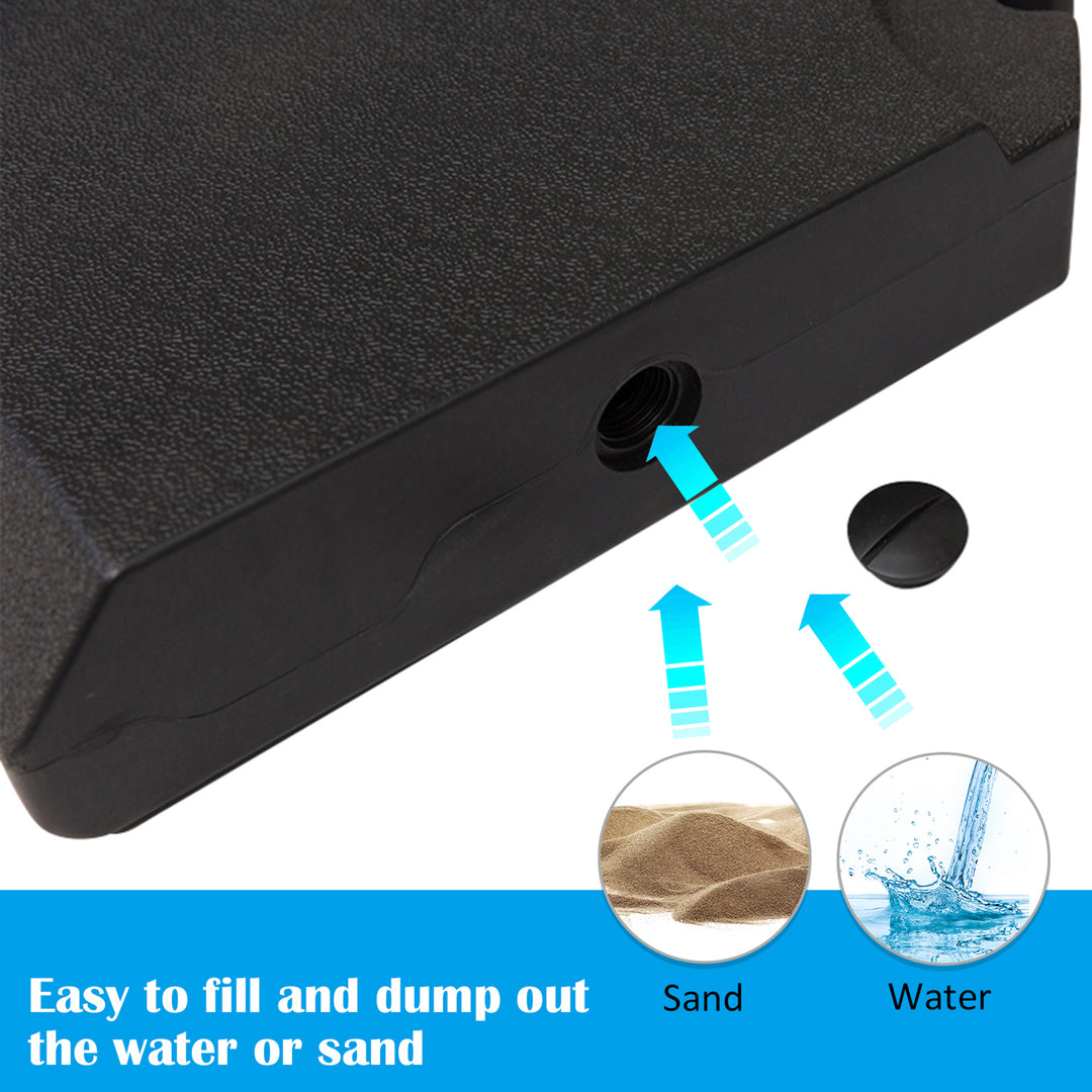 Set of 4 Parasol Base Stand Weights for Cantilever Parasols, Water and Sand Filled, Up to 120kg, Black