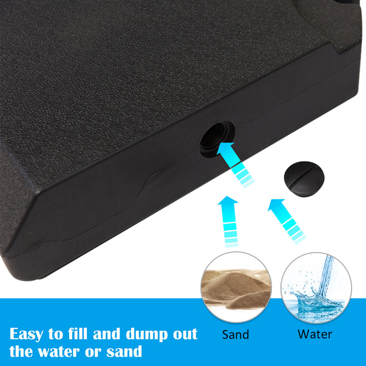 Set of 4 Parasol Base Stand Weights for Cantilever Parasols, Water and Sand Filled, Up to 120kg, Black