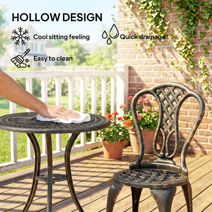 Outdoor Bistro Set for 2 Cast Aluminium Patio Furniture with Round Tab