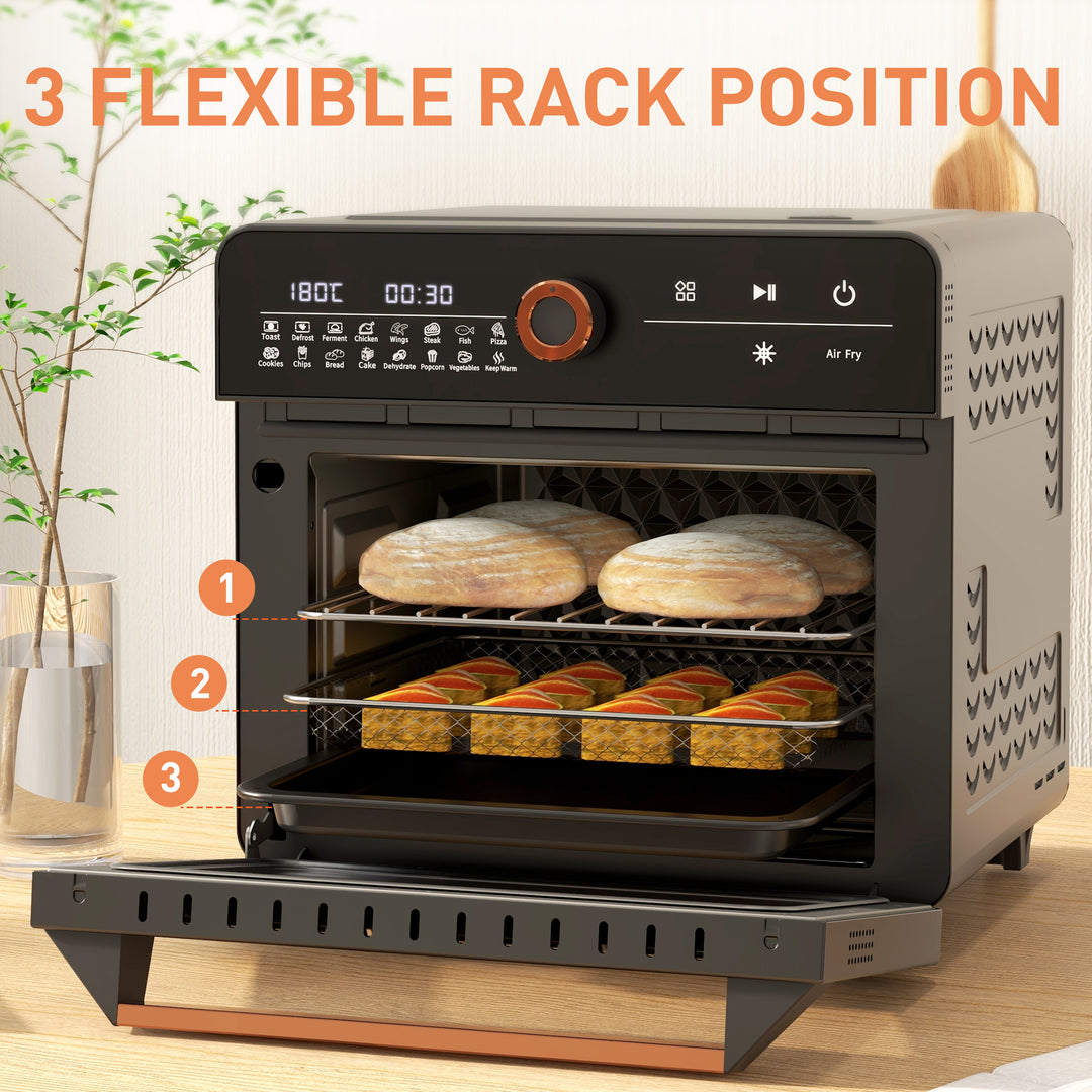 Air Fryer Oven, 20L Mini Oven, Multifunction Countertop Convection Oven with 16 Presets, Adjustable Temp and Time, 1400W