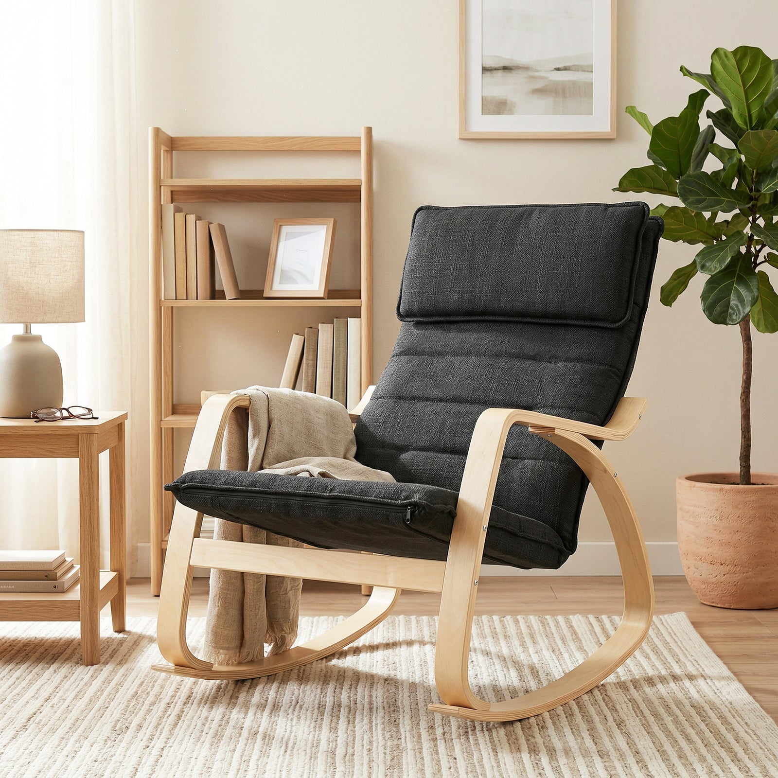 Lounge Chair, Comfortable Relax Rocking Chair with Headrest, 67W x 92D