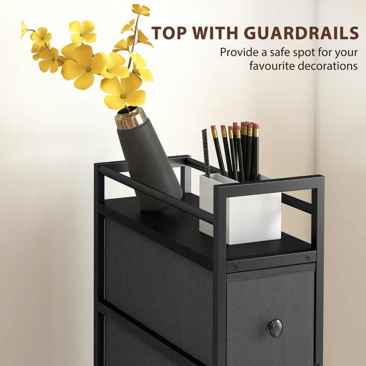 4 Drawer Fabric Dresser Chest of Drawers, Slim Storage Cabinet with Steel Frame for Small Spaces, Bedroom