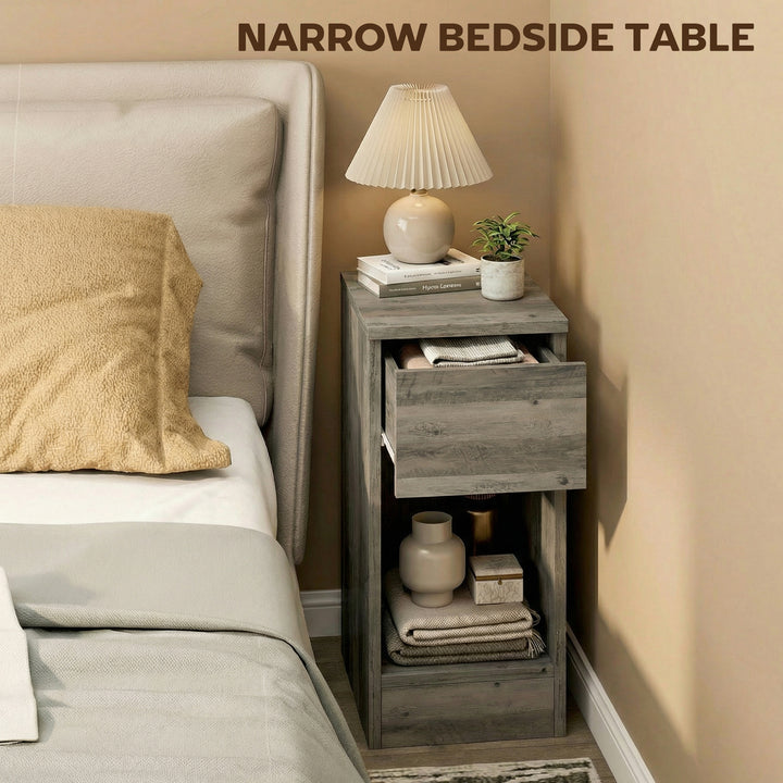 Set of Two Modern Storage Bedside Tables - Grey