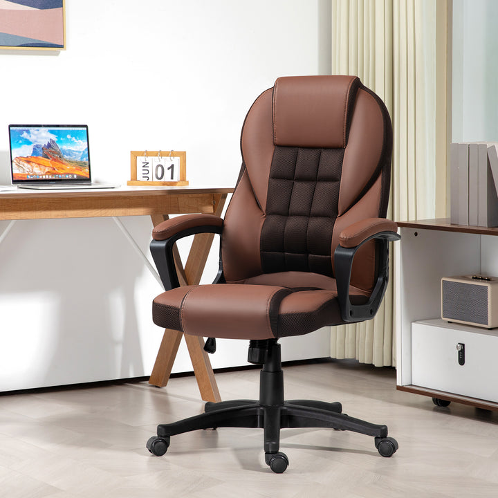 HOMCOM Faux Leather Office Chair - Brown | Aosom UK