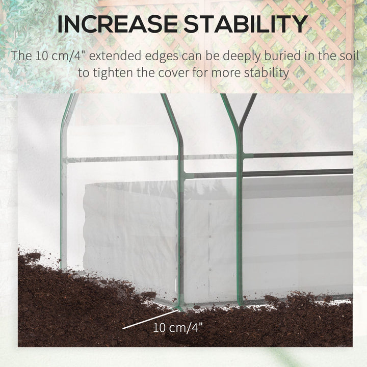 MCL Raised Garden Bed with Greenhouse, Steel Planter Box with Plastic Cover, Roll Up Window, Dual Use for Flowers, Vegetables, Fruits and Herbs, 127L x 95W x 92H cm, Clear