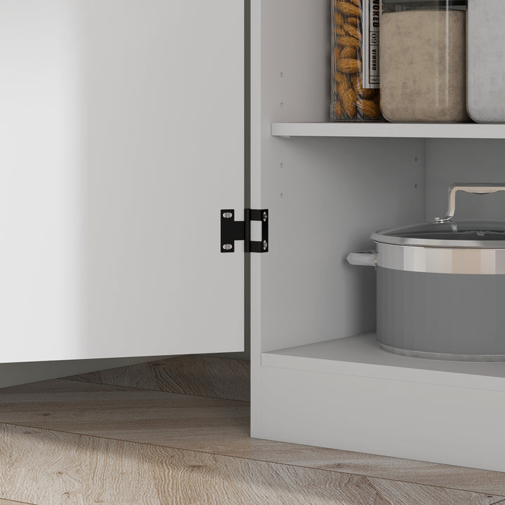 MCL 4-Door Tall Kitchen Cupboard, Freestanding 6-Tier Storage Cabinet with 2 Adjustable Shelves for Living Room, Dining Room, White