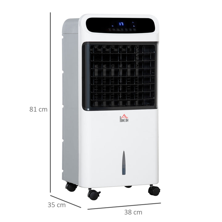 Mobile Air Cooler, 12L Tank Evaporative Ice Cooling Fan Water Conditioner Humidifier Unit with 3 Modes, 3 Speed, Remote, Timer, Oscillating for Home Bedroom