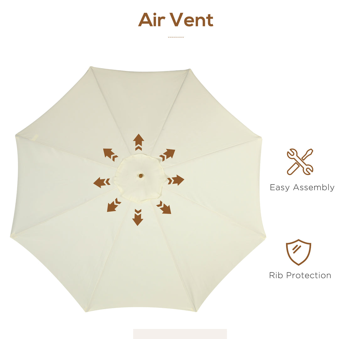 MCL 3.3(m) Patio Umbrella, Garden Parasol, Outdoor Sun Shade Canopy with 8 Bamboo Ribs, Ruffles and Wood Pole, Beige