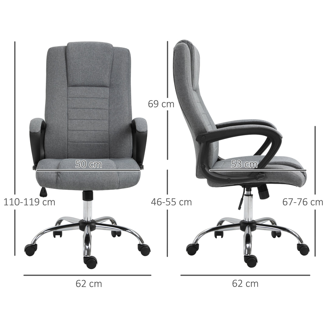 Linen-Look Swivel Office Chair - Dark Grey