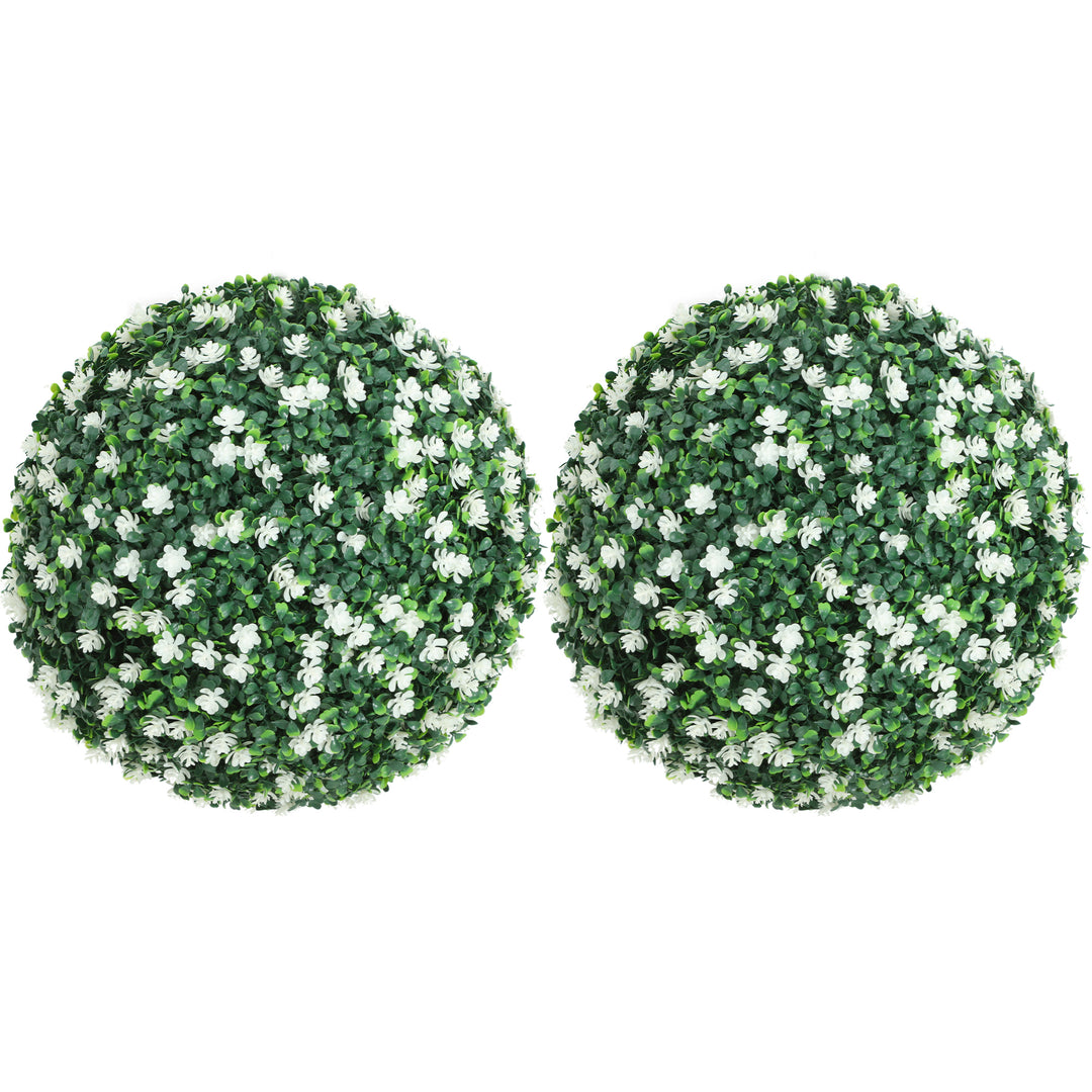 Set of Two Artificial Boxwood Balls Plants - White