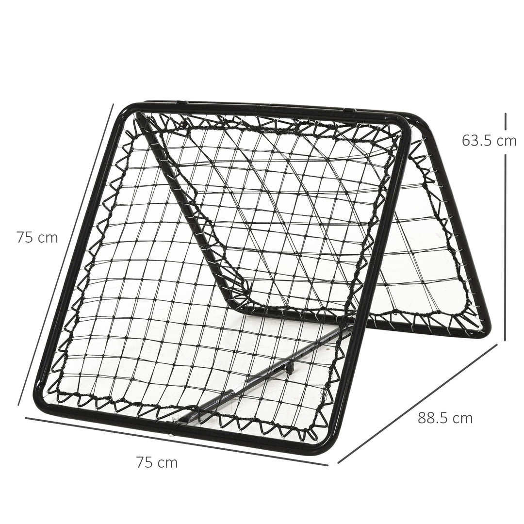 HOMCOM Rebound Trainer: Dual-Sided Net for Ball Sports Drills, Angle Adjustable, 75L x 75W cm | Aosom UK