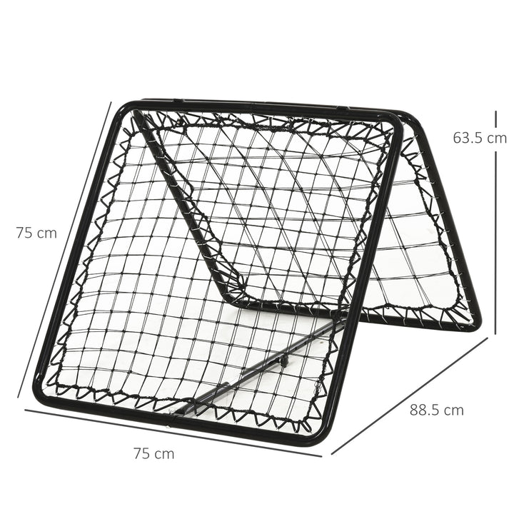 HOMCOM Rebound Trainer: Dual-Sided Net for Ball Sports Drills, Angle Adjustable, 75L x 75W cm | Aosom UK