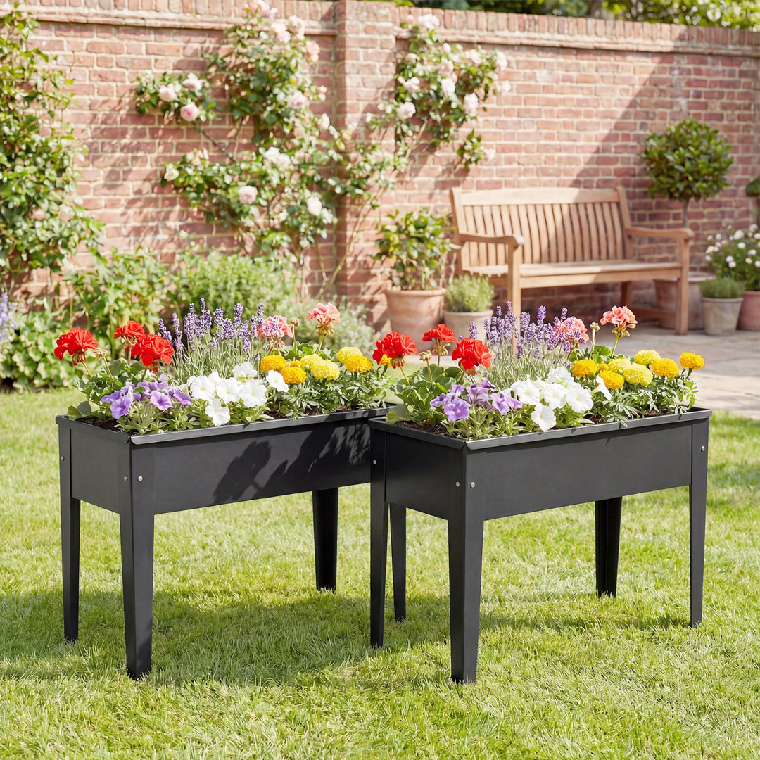 Raised Planter, Metal Raised Garden Bed on Legs with Drainage Hole and