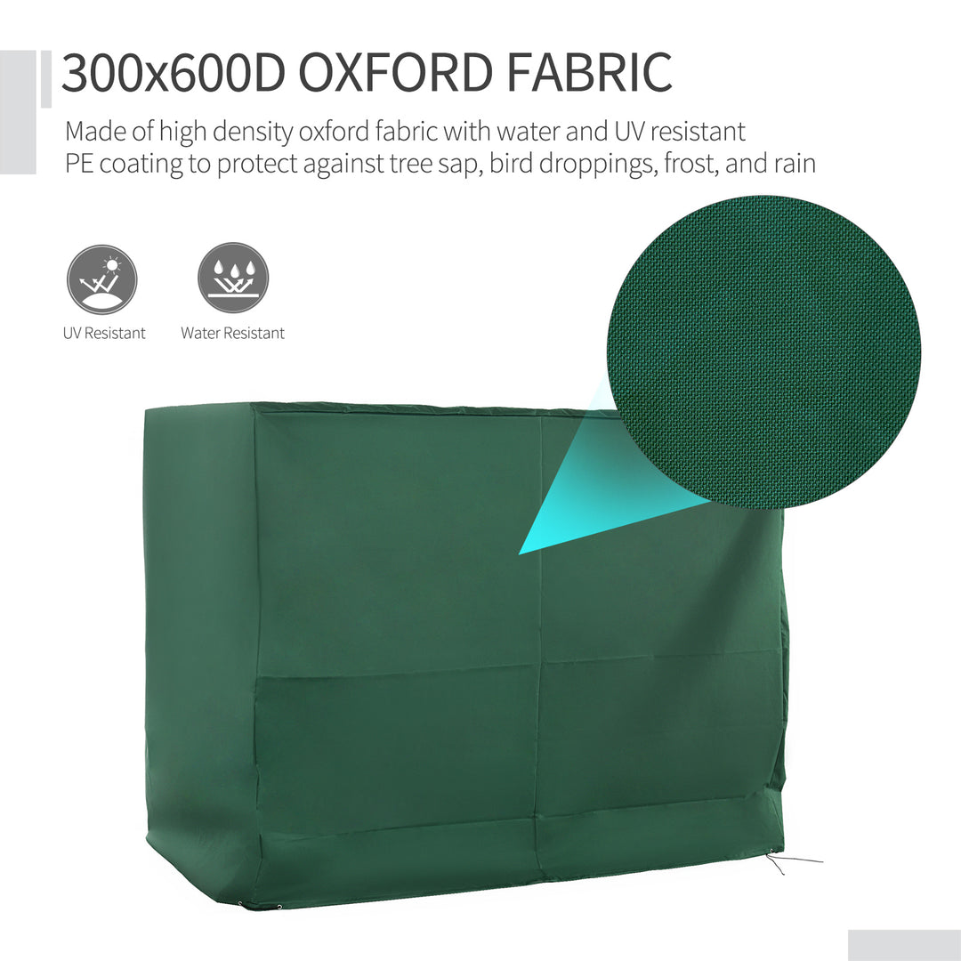 3-Seat Outdoor Garden Swing Chair Protective Cover Water UV Resistant, 240L x 133Wcm, Green
