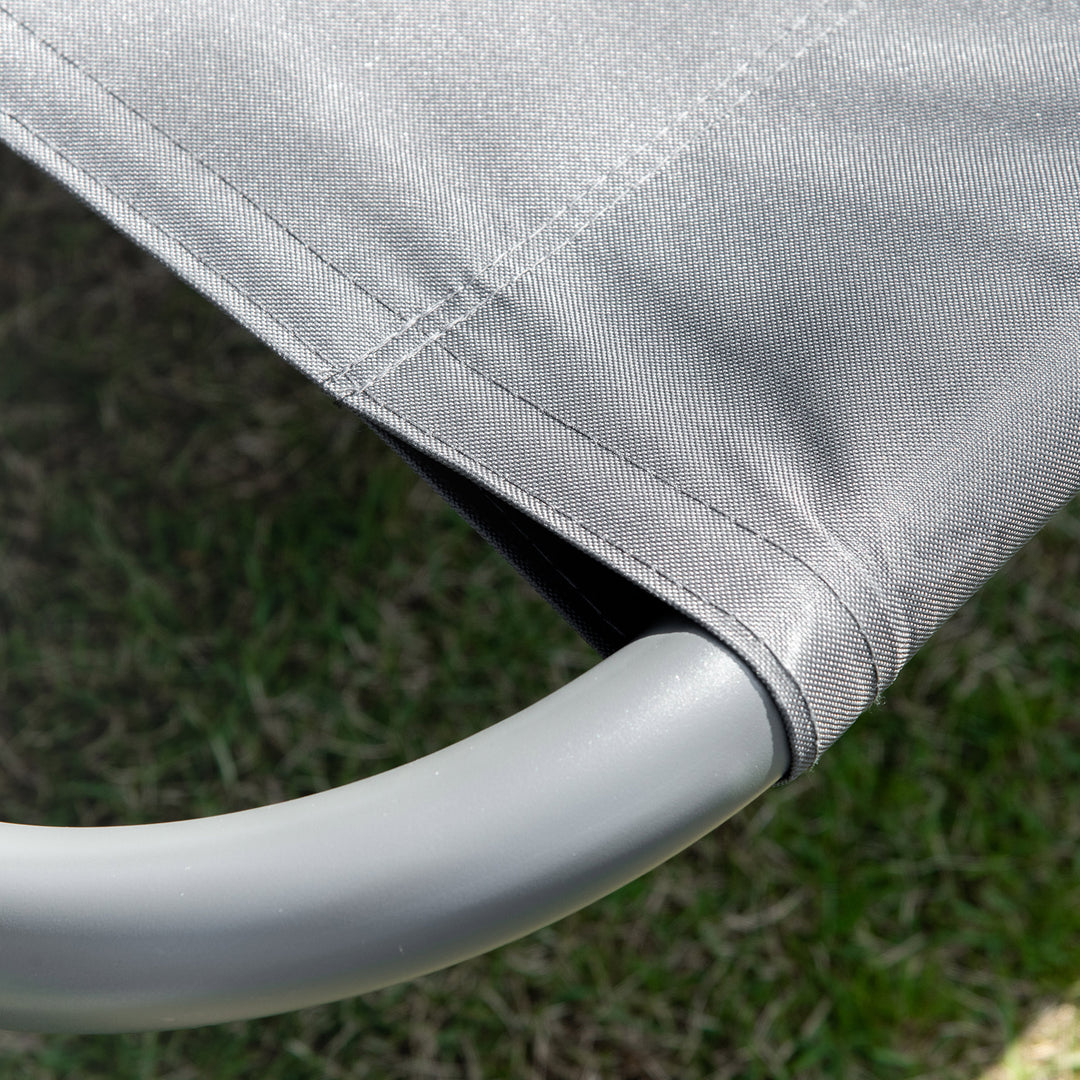 MCL Double Sun Lounger with Adjustable Detachable Canopy, Portable Garden Daybed for 2 with Wheels, Outdoor Sunbed Hammock with 2 Pillows, 220 KG Max. Load, Grey