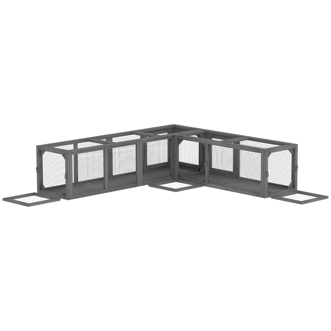 Cat Tunnel, 250cm Extra Long Wooden Cat Play Tunnel with 8 Doors, L-sh