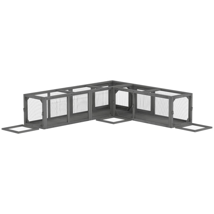 Cat Tunnel, 250cm Extra Long Wooden Cat Play Tunnel with 8 Doors, L-sh