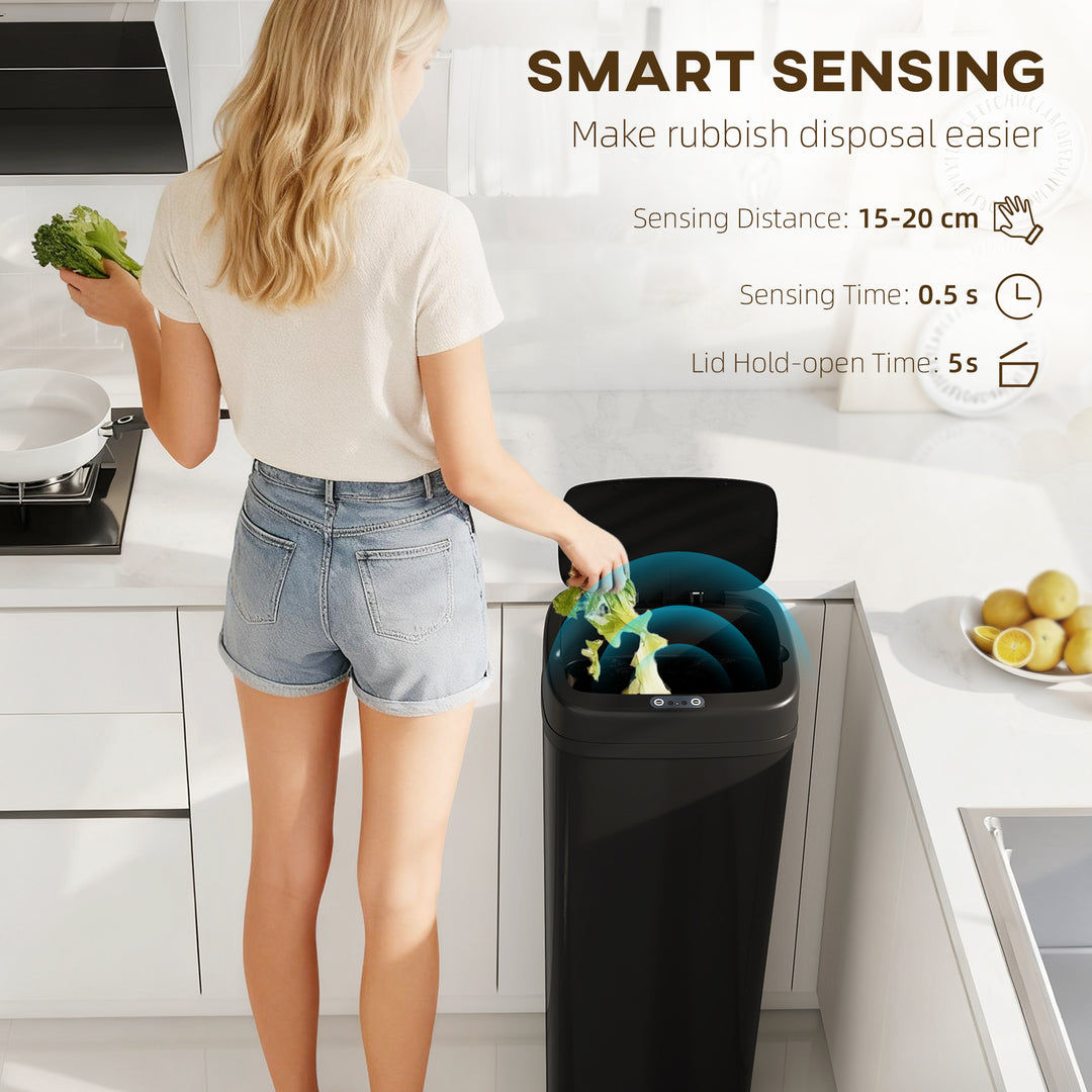 50L Stainless Steel Sensor Bin - Silver Tone