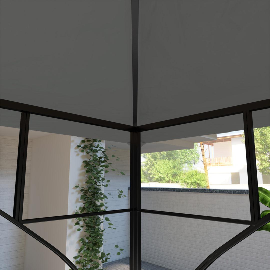 3x3(m) Replacement Gazebo Canopy, Double Tier Roof Top for Garden, Patio, Outdoor, Grey (TOP ONLY)
