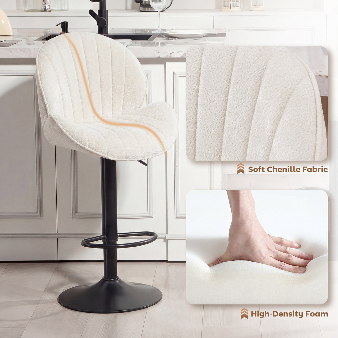 Bar Stools Set of 2, Swivel Barstools with Back, Adjustable Height and