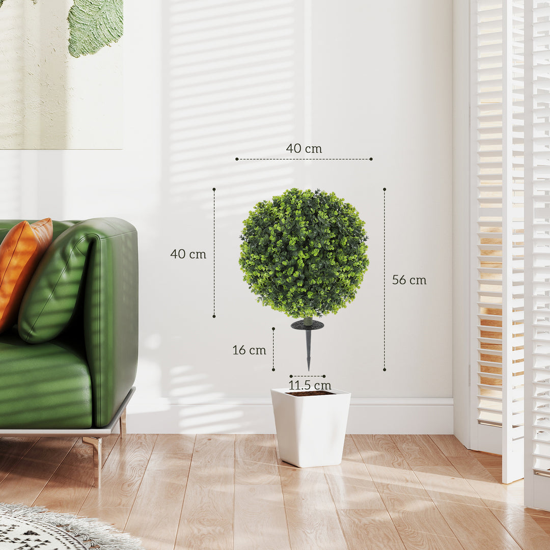 Set of 2 40 cm Artificial Boxwood Topiary Ball Bush with Integrated - view 3