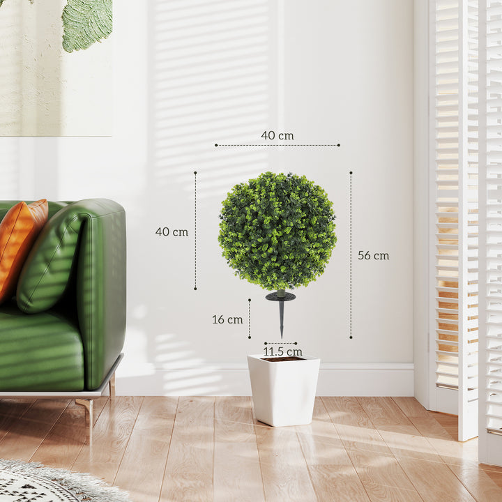 Set of 2 40 cm Artificial Boxwood Topiary Ball Bush with Integrated - view 3