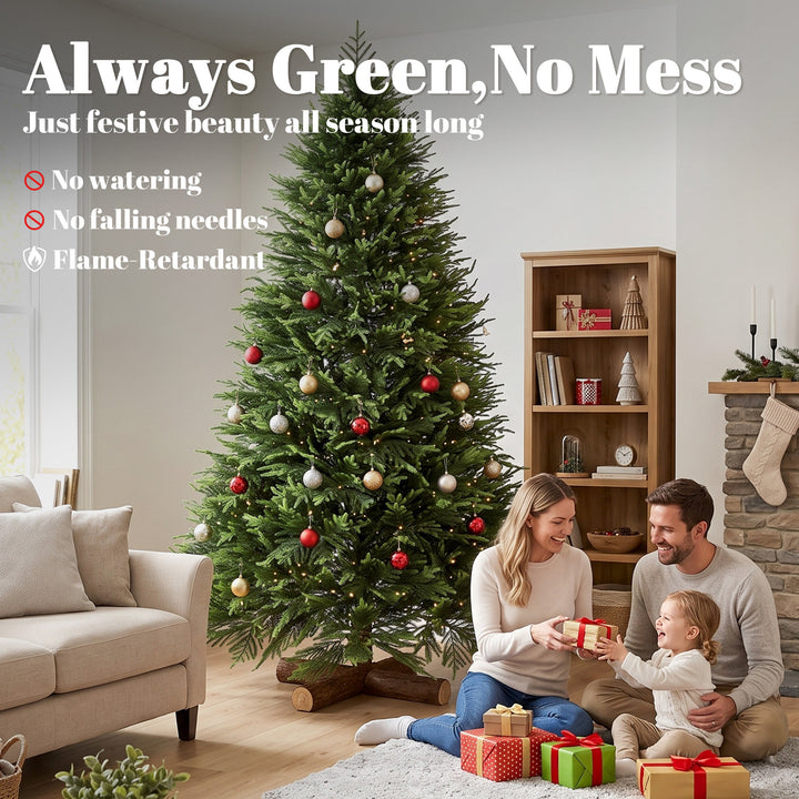 6ft Artificial Christmas Tree, Hinged Xmas Tree with Realistic 751 PE - view 4