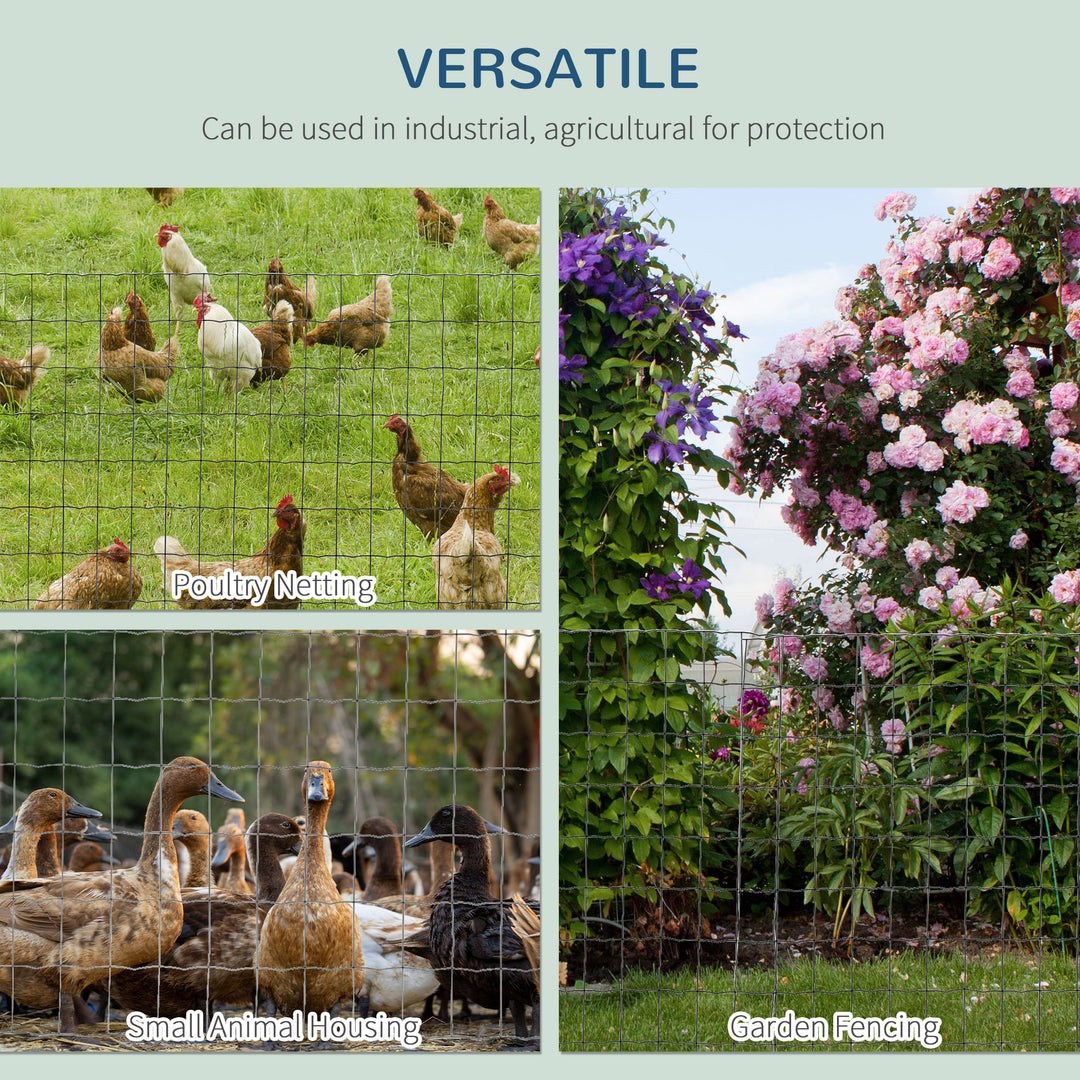 1M x 10M Chicken Wire Mesh Roll Rabbit Poultry Animal Fence PVC Coated Steel Metal Garden Netting Fencing