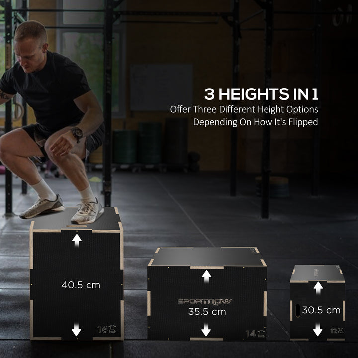 Multi-Faceted Jump Box, Wooden Step Up Box, for Home, Gym, Exercise, B