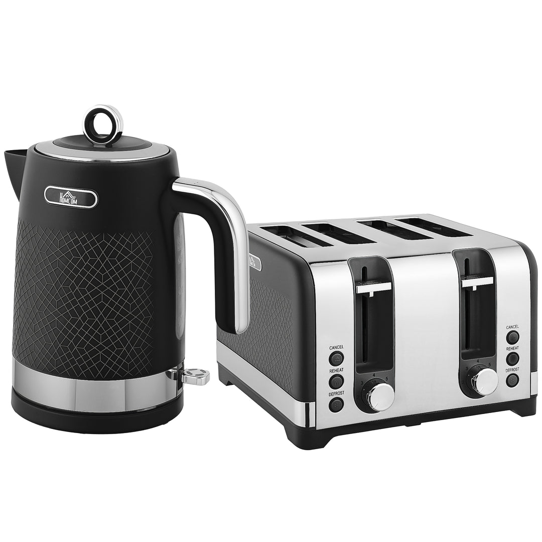 MCL Sleek Textured Kettle and Four-Slice Toaster Set - Black