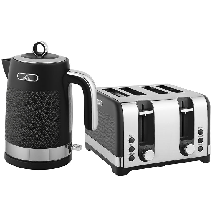 MCL Sleek Textured Kettle and Four-Slice Toaster Set - Black