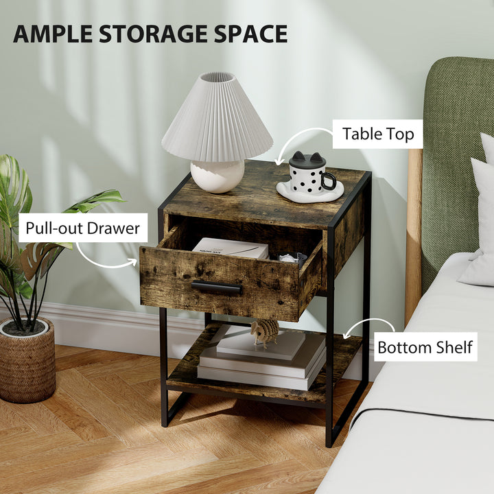 Modern Bedside Table - Rustic Brown
