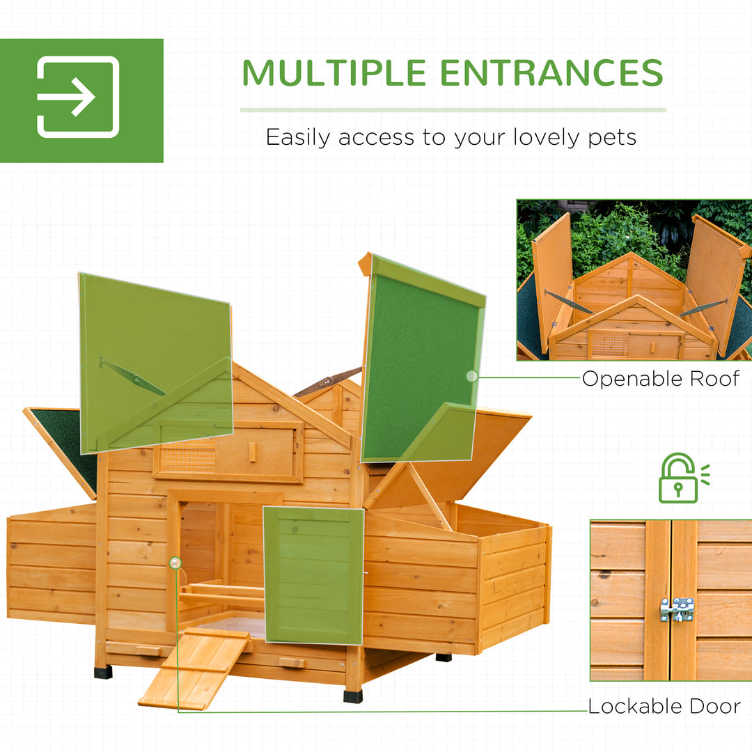 2 Piece Wooden Chicken Coop and Run Set, Poultry Run Cage with Nesting Box, Slide-Out Tray, for 4-8 Chickens, Yellow